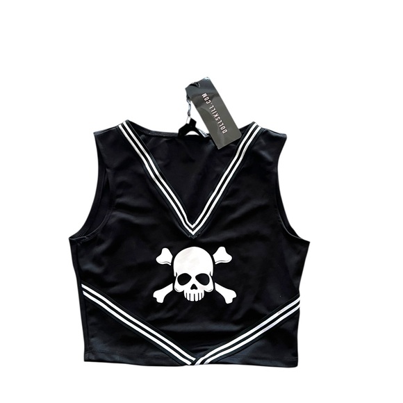 Dolls Kill Tops - NWT Dolls Kill Black Skull and Crossbones Crop Top